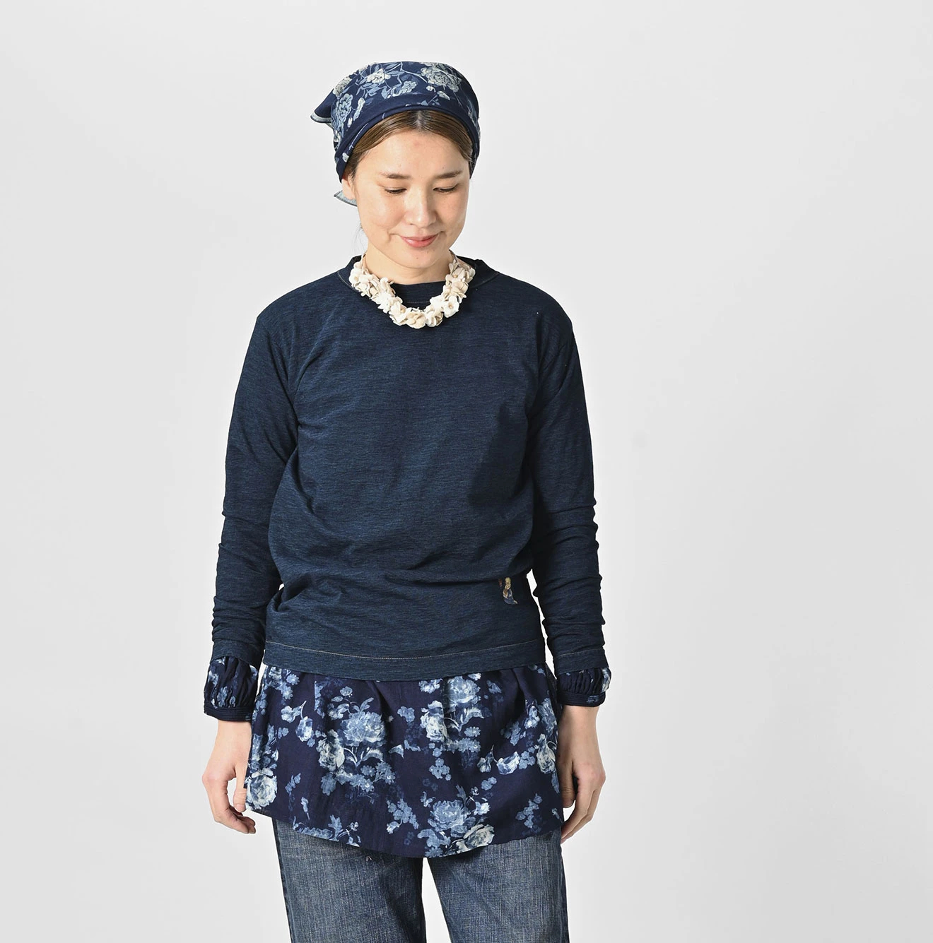 45R(フォーティファイブアール) |お手前頂戴ブル刺繍の90845星Tシャツ（インディゴ）