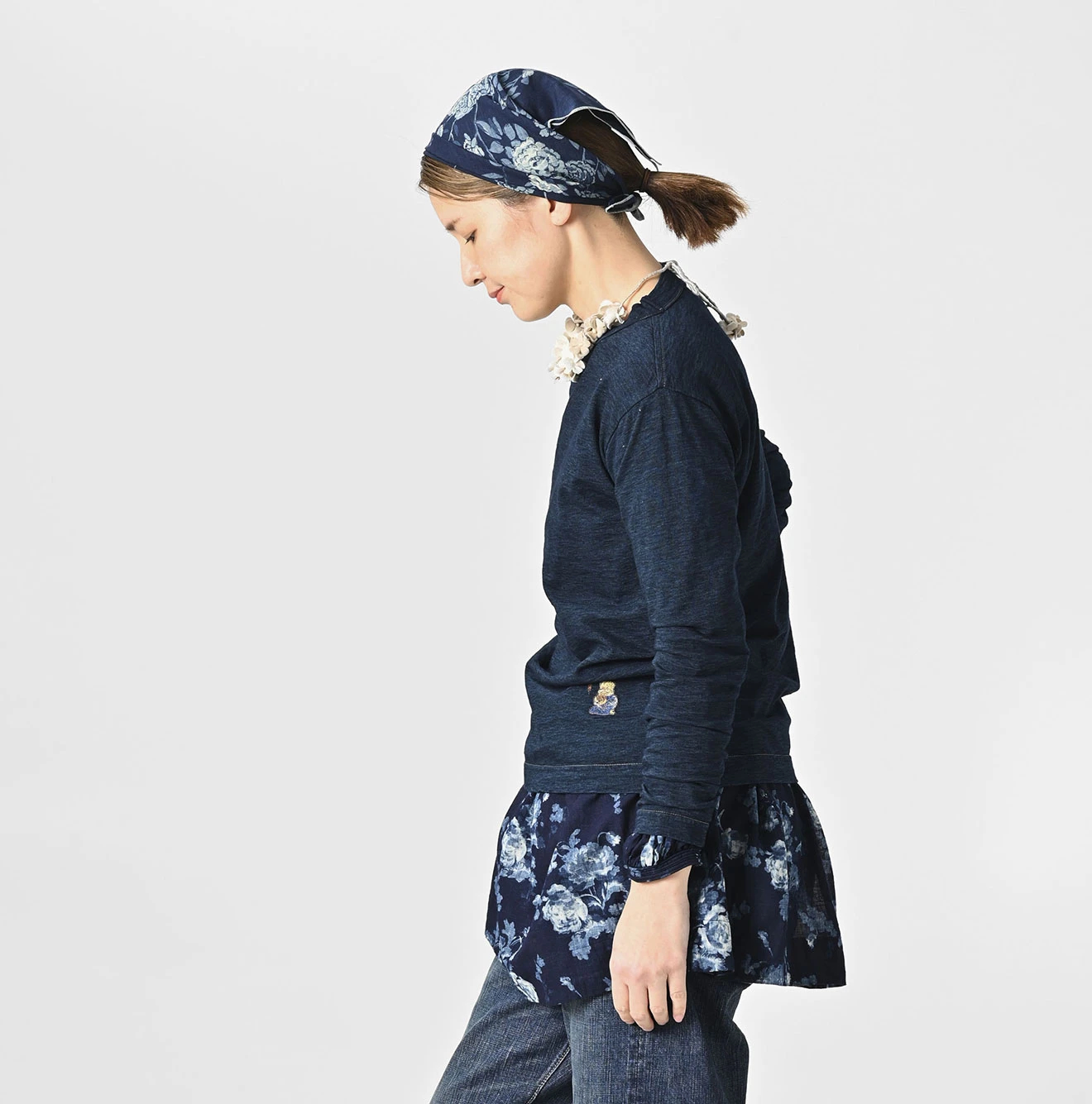 45R(フォーティファイブアール) |お手前頂戴ブル刺繍の90845星Tシャツ（インディゴ）