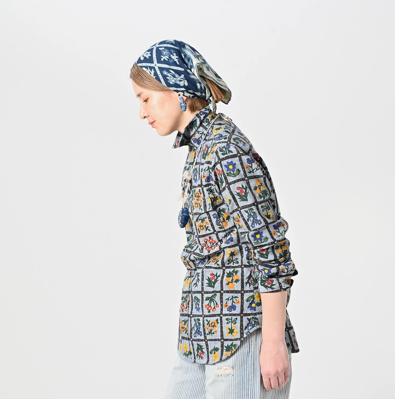 45R(フォーティファイブアール) |ダンガリーインドカディフルールシャンブルプリントの908イースタンシャツ