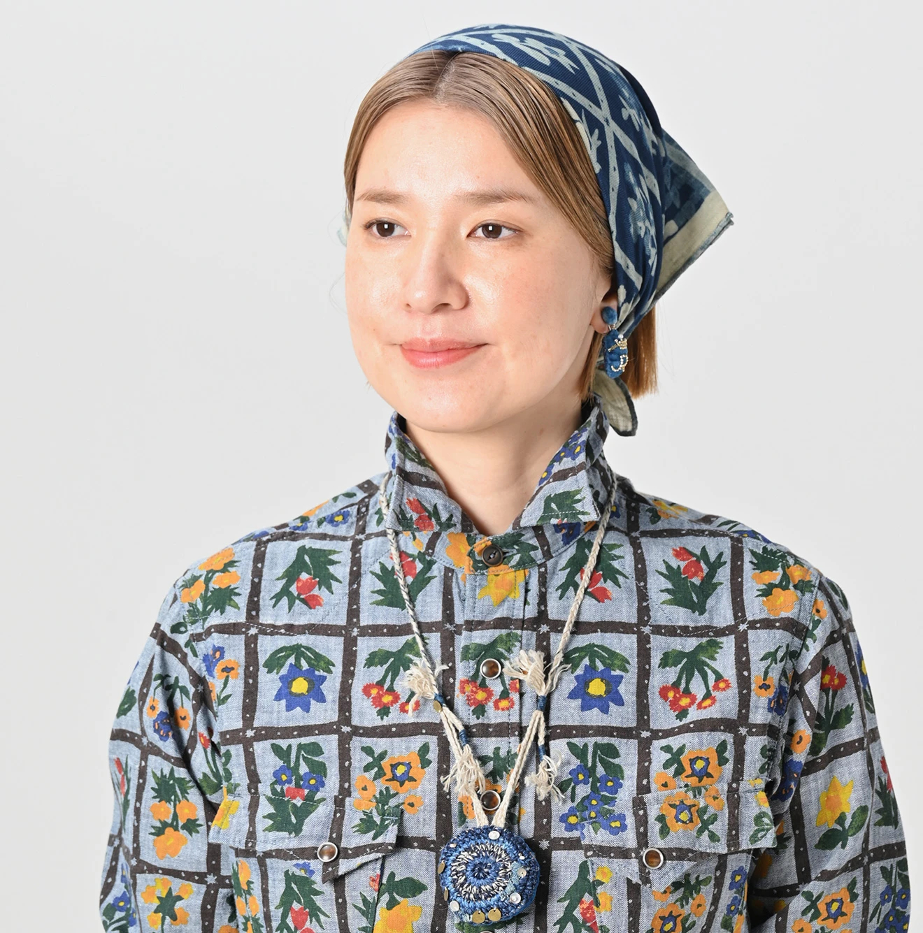 45R(フォーティファイブアール) |ダンガリーインドカディフルールシャンブルプリントの908イースタンシャツ