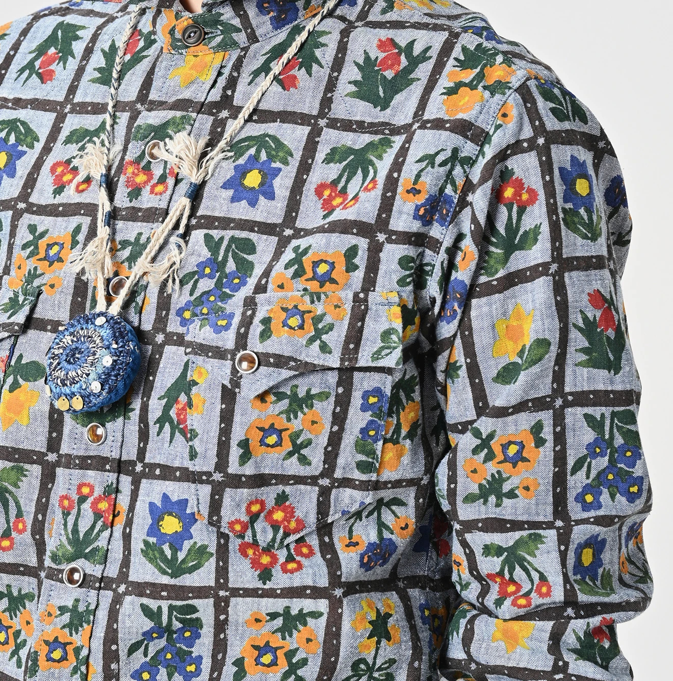 45R(フォーティファイブアール) |ダンガリーインドカディフルールシャンブルプリントの908イースタンシャツ