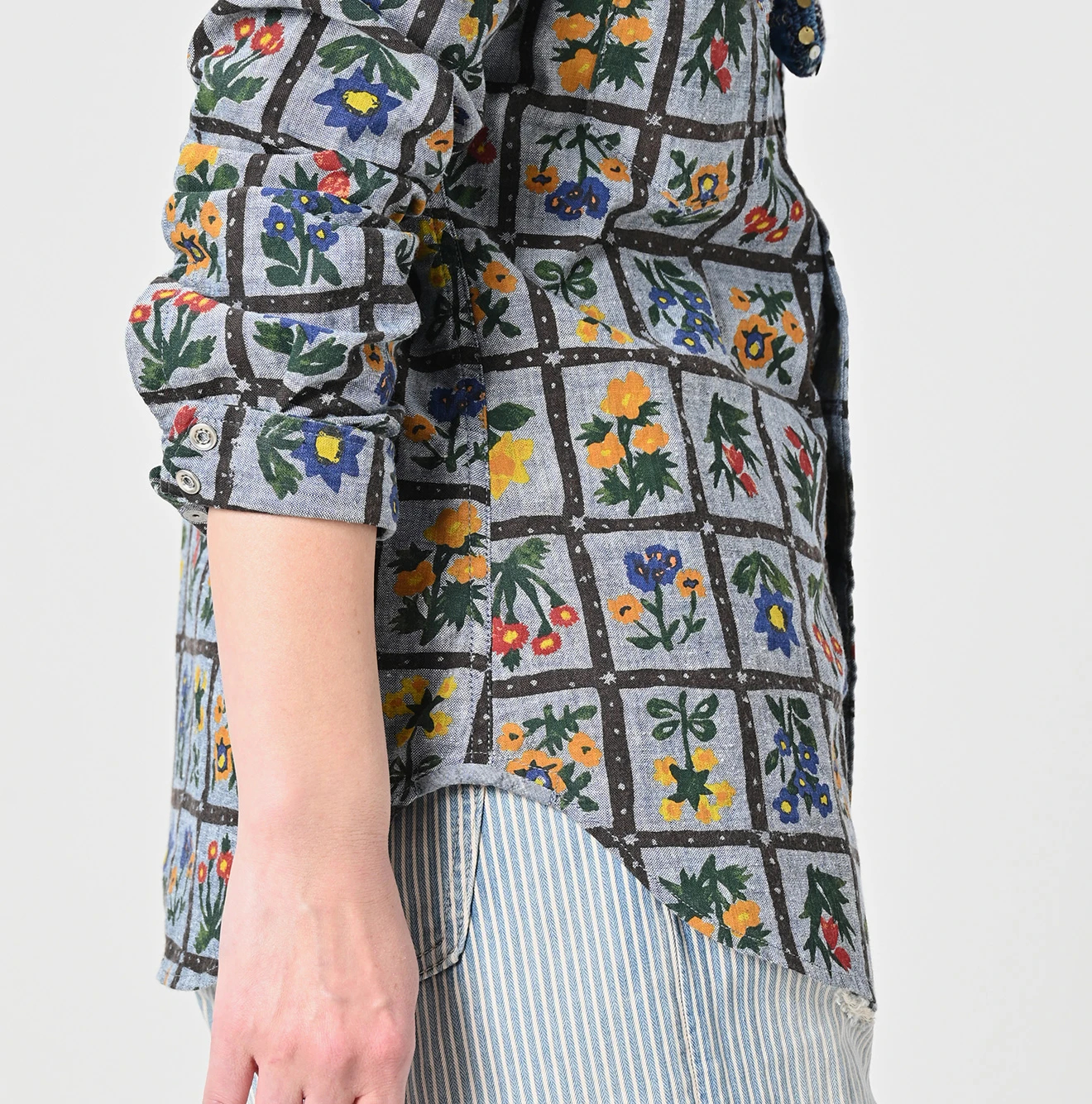 45R(フォーティファイブアール) |ダンガリーインドカディフルールシャンブルプリントの908イースタンシャツ