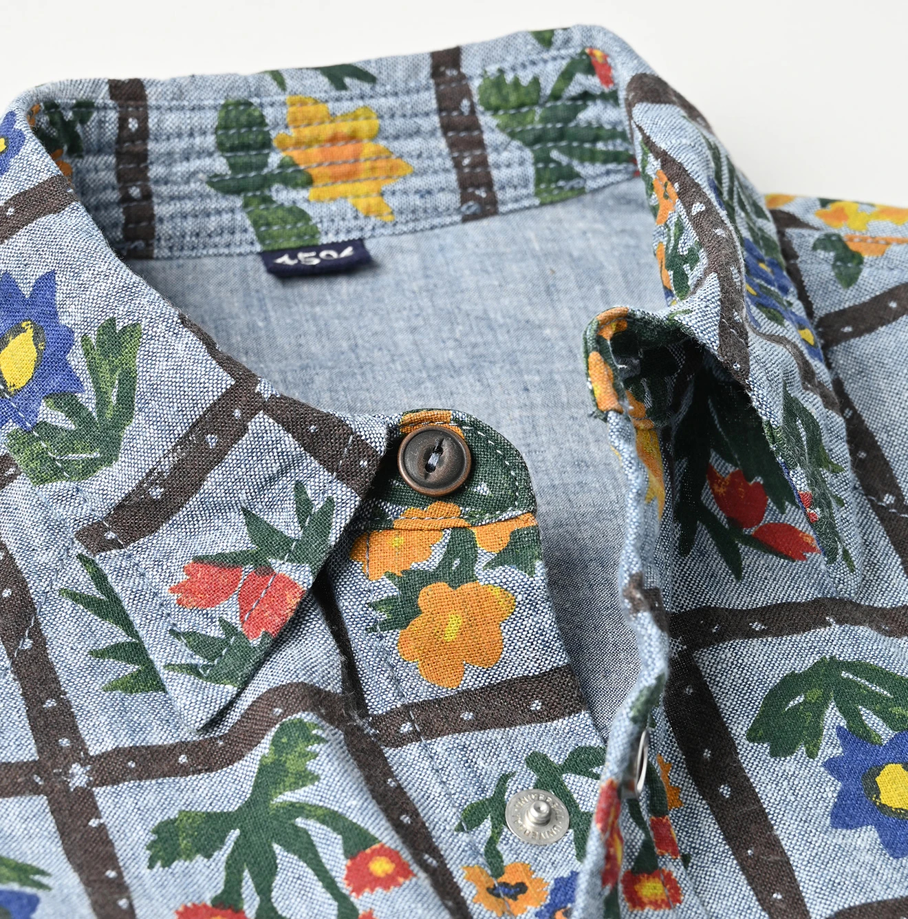 45R(フォーティファイブアール) |ダンガリーインドカディフルールシャンブルプリントの908イースタンシャツ