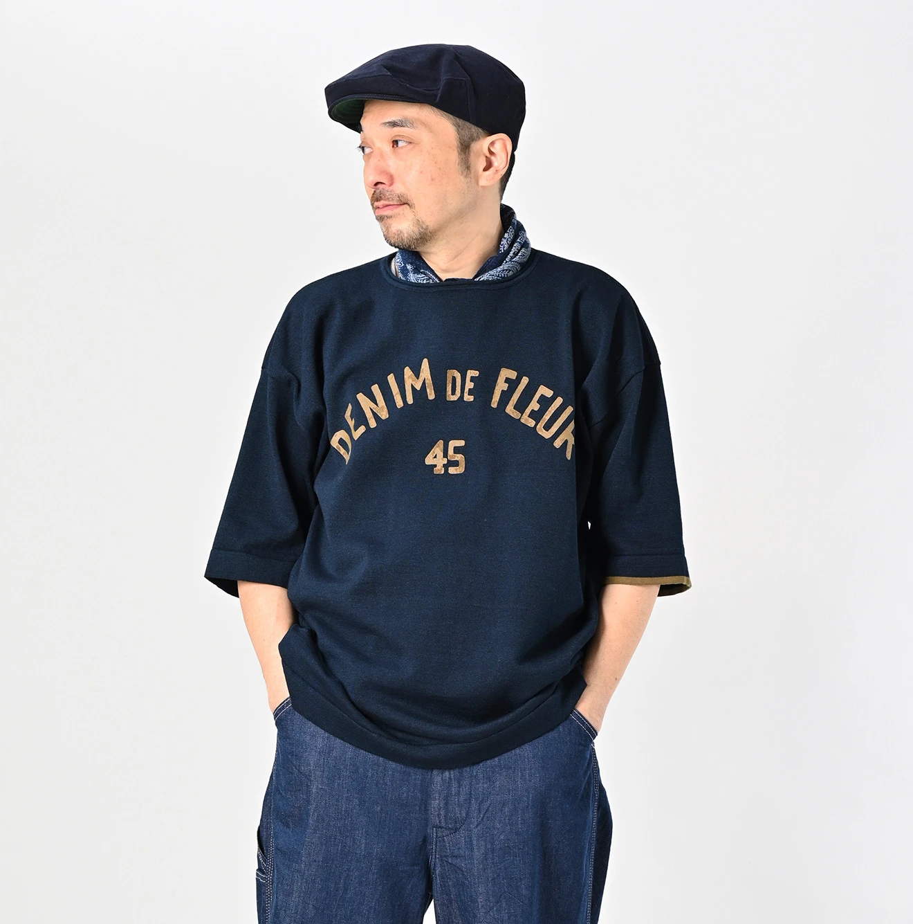 45R(フォーティファイブアール) |ニットソーの908Tシャツ（インディゴ）