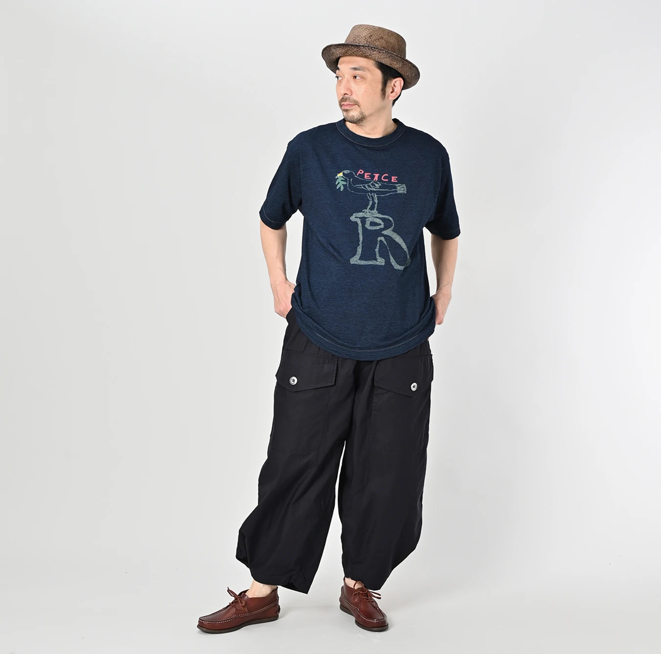 【美品】  45r / フォーティファイブアール | 裾 切替 再びの四角Tシャツ | 4 | インディゴ | レディース 45R 45rpm フォーティファイブアール 裾 切替 再びの四角Tシャツ
