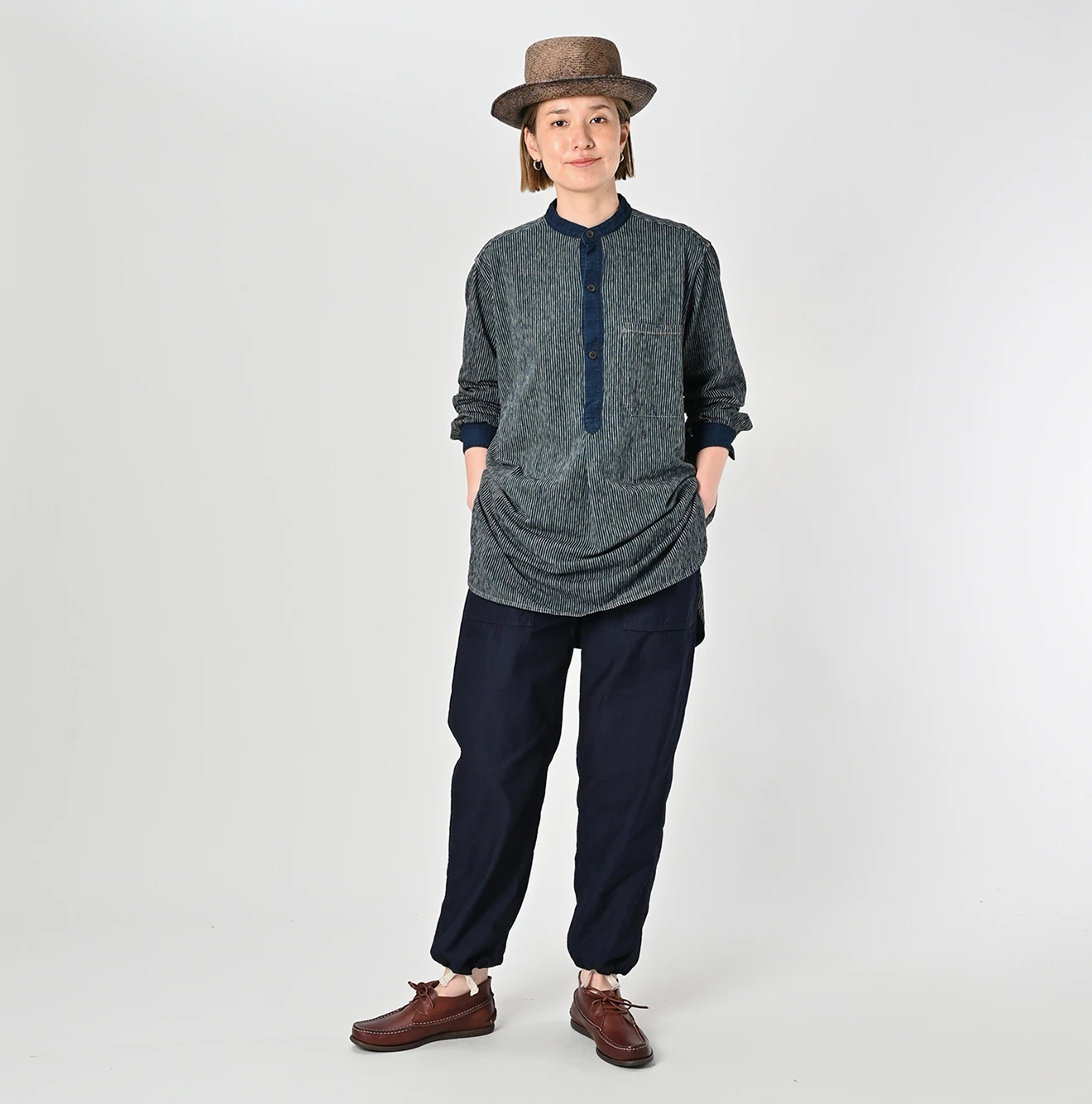 45R(フォーティファイブアール) |ヒッコリー天竺908グランパプルシャツ（インディゴ）