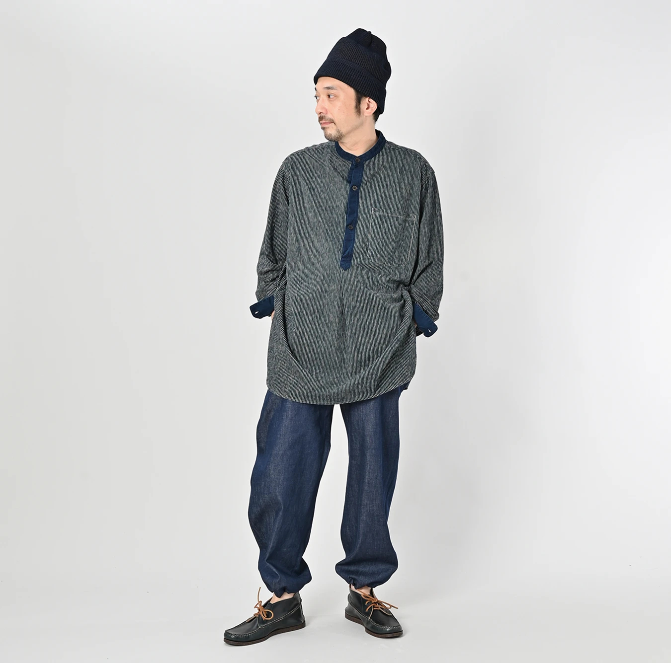 45R(フォーティファイブアール) |ヒッコリー天竺908グランパプルシャツ（インディゴ）