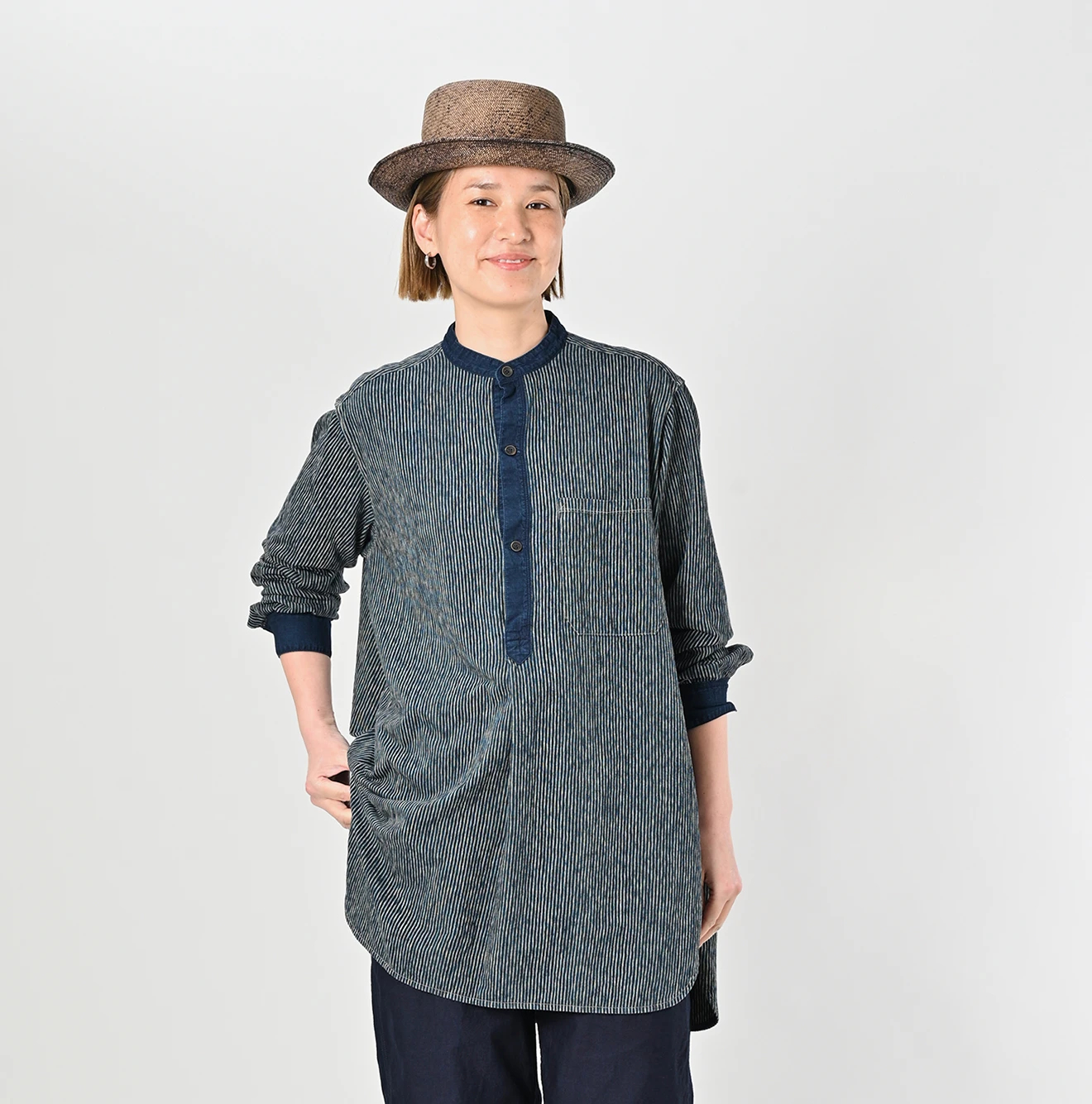 45R(フォーティファイブアール) |ヒッコリー天竺908グランパプルシャツ（インディゴ）