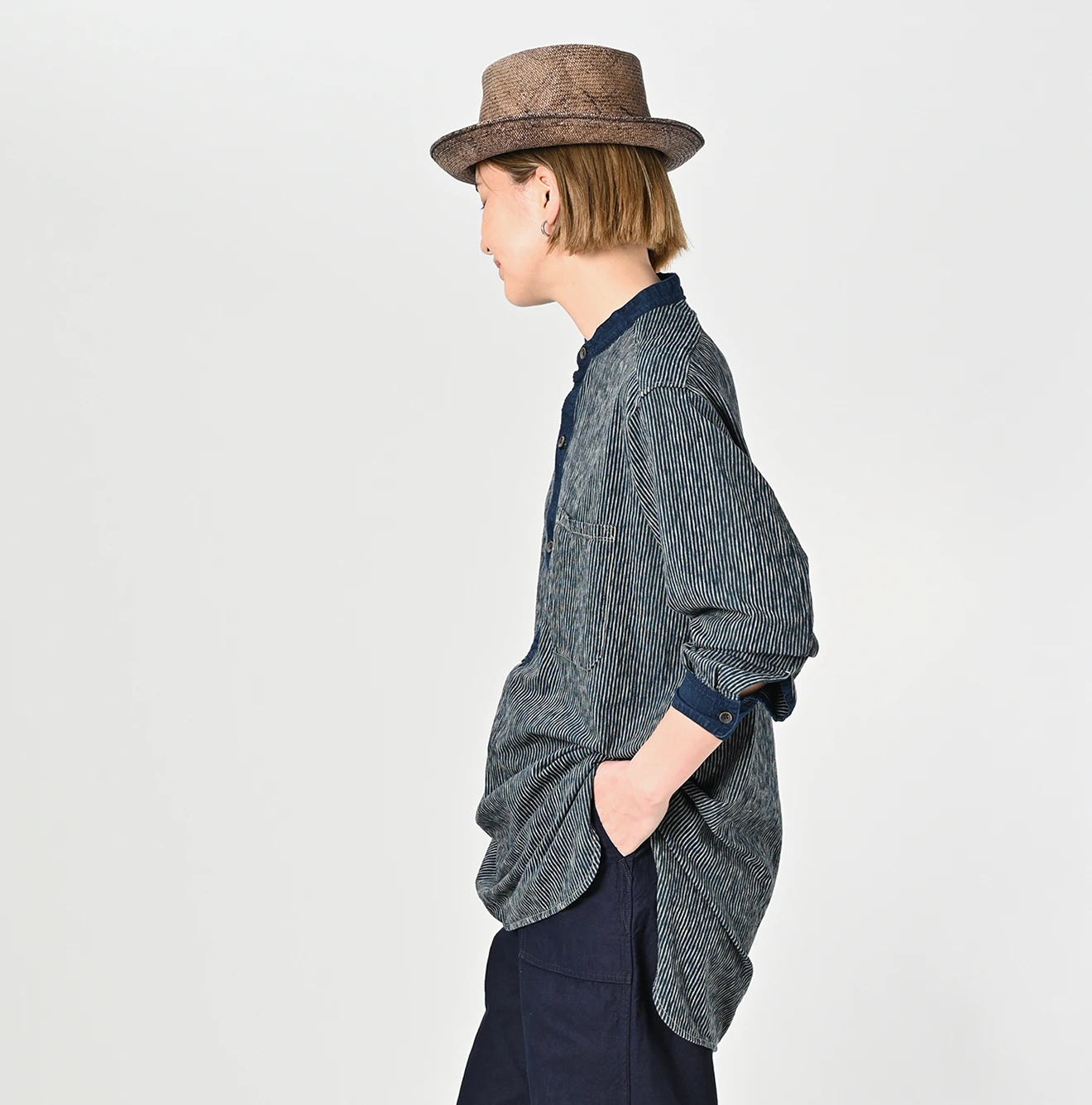 45R(フォーティファイブアール) |ヒッコリー天竺908グランパプルシャツ（インディゴ）