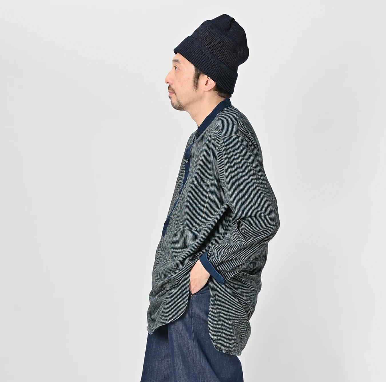 45R(フォーティファイブアール) |ヒッコリー天竺908グランパプルシャツ（インディゴ）