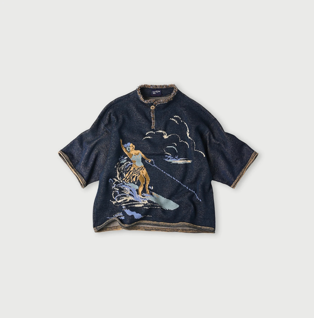 45R(フォーティファイブアール) |サーフフラガールジャカードの908アウターTシャツ（インディゴ）