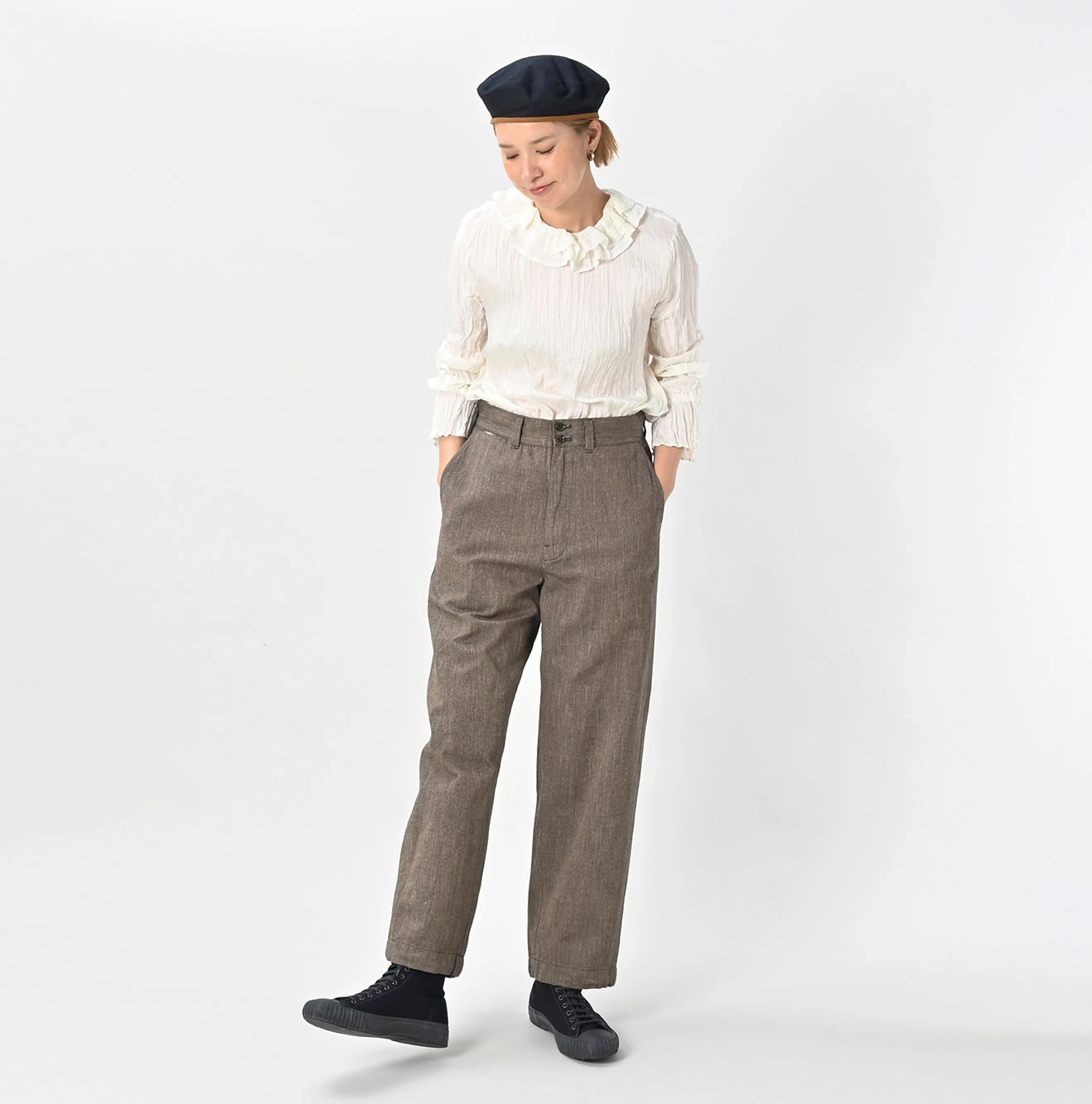 45R(フォーティファイブアール) |ミニヘリンボンコットンツイードの908ニームパンツ（インディゴ）