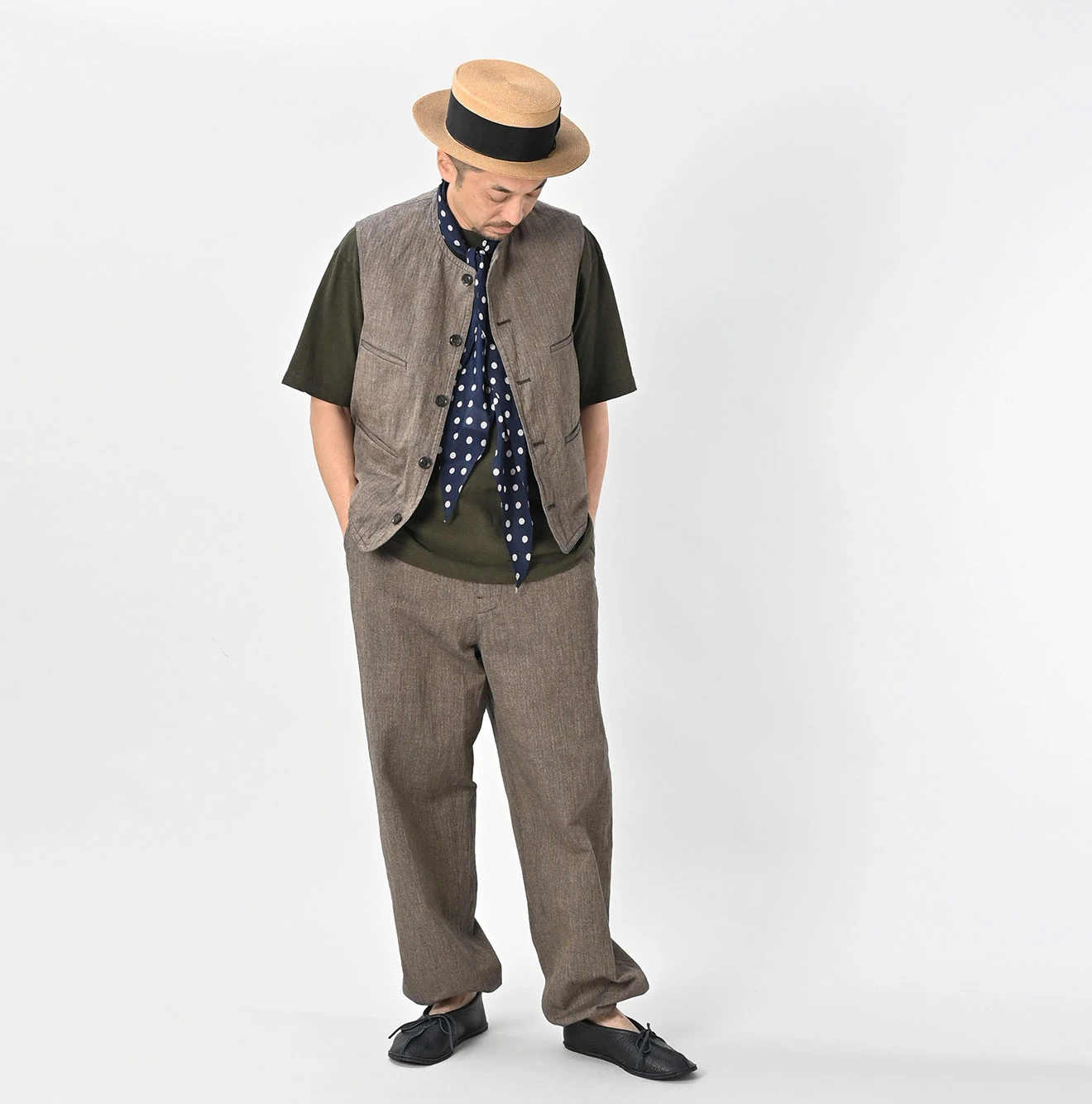 45R(フォーティファイブアール) |ミニヘリンボンコットンツイードの908ニームパンツ（インディゴ）