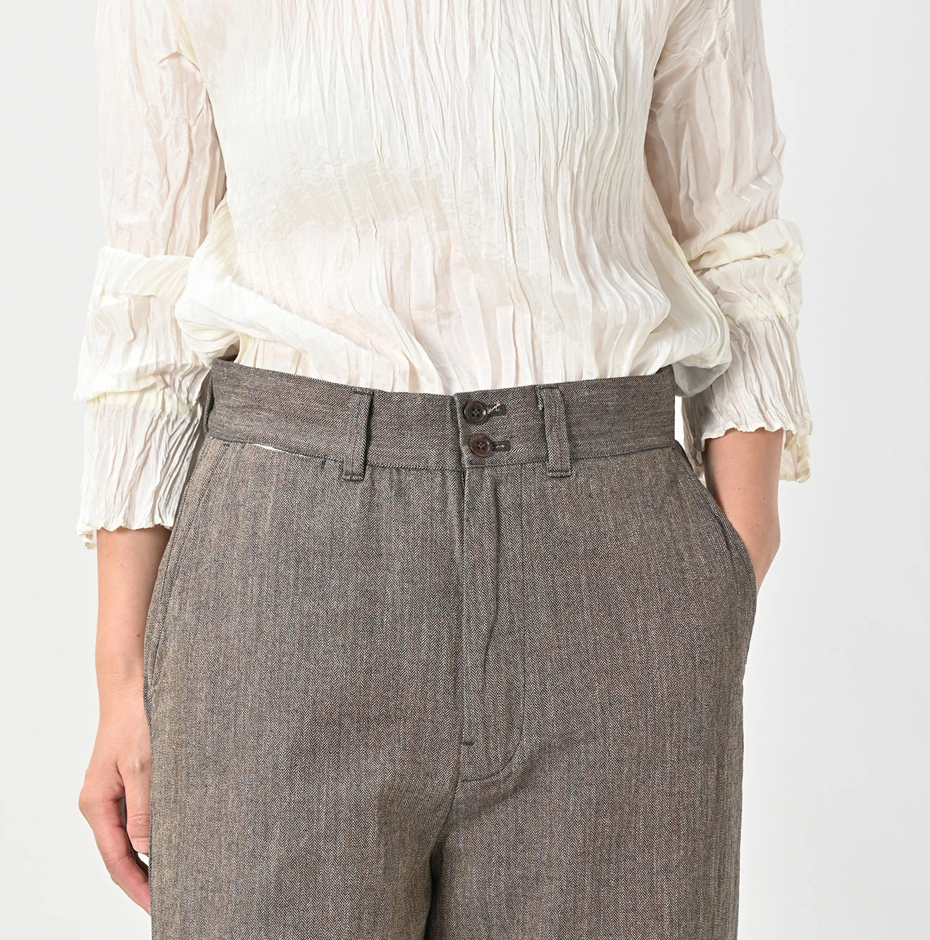 45R(フォーティファイブアール) |ミニヘリンボンコットンツイードの908ニームパンツ（インディゴ）