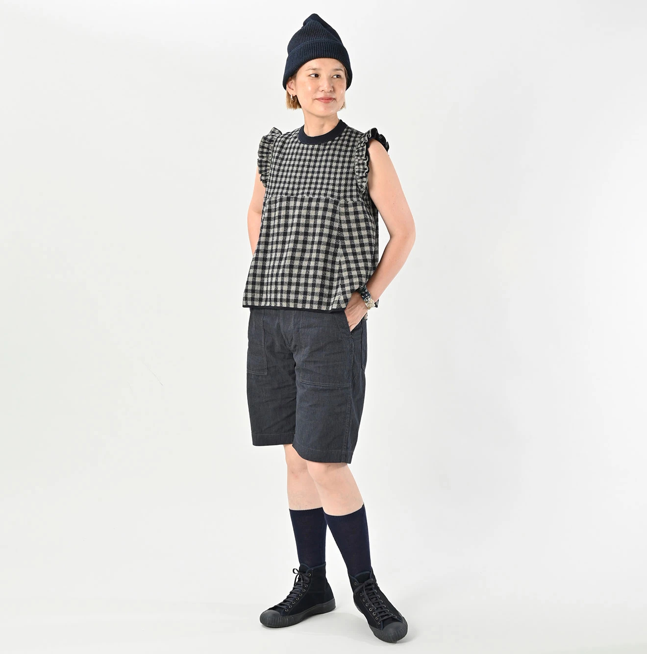 45R(フォーティファイブアール) |撚杢平の908ベイカーショートパンツ（インディゴ）