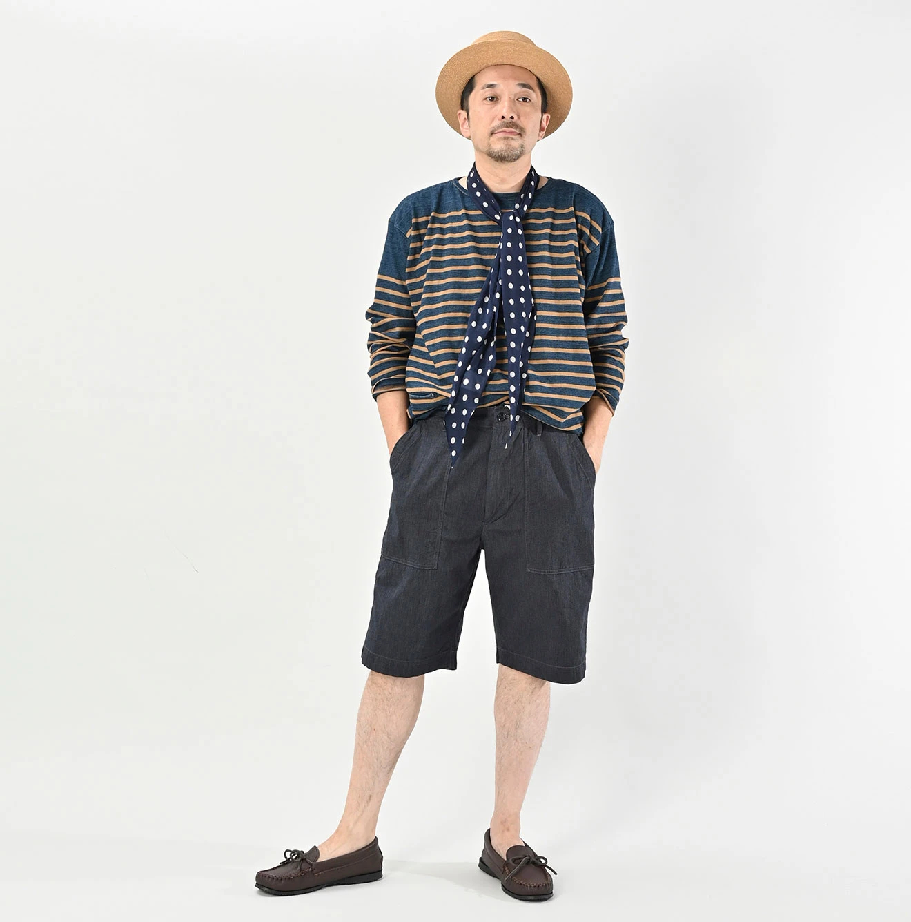 45R(フォーティファイブアール) |撚杢平の908ベイカーショートパンツ（インディゴ）