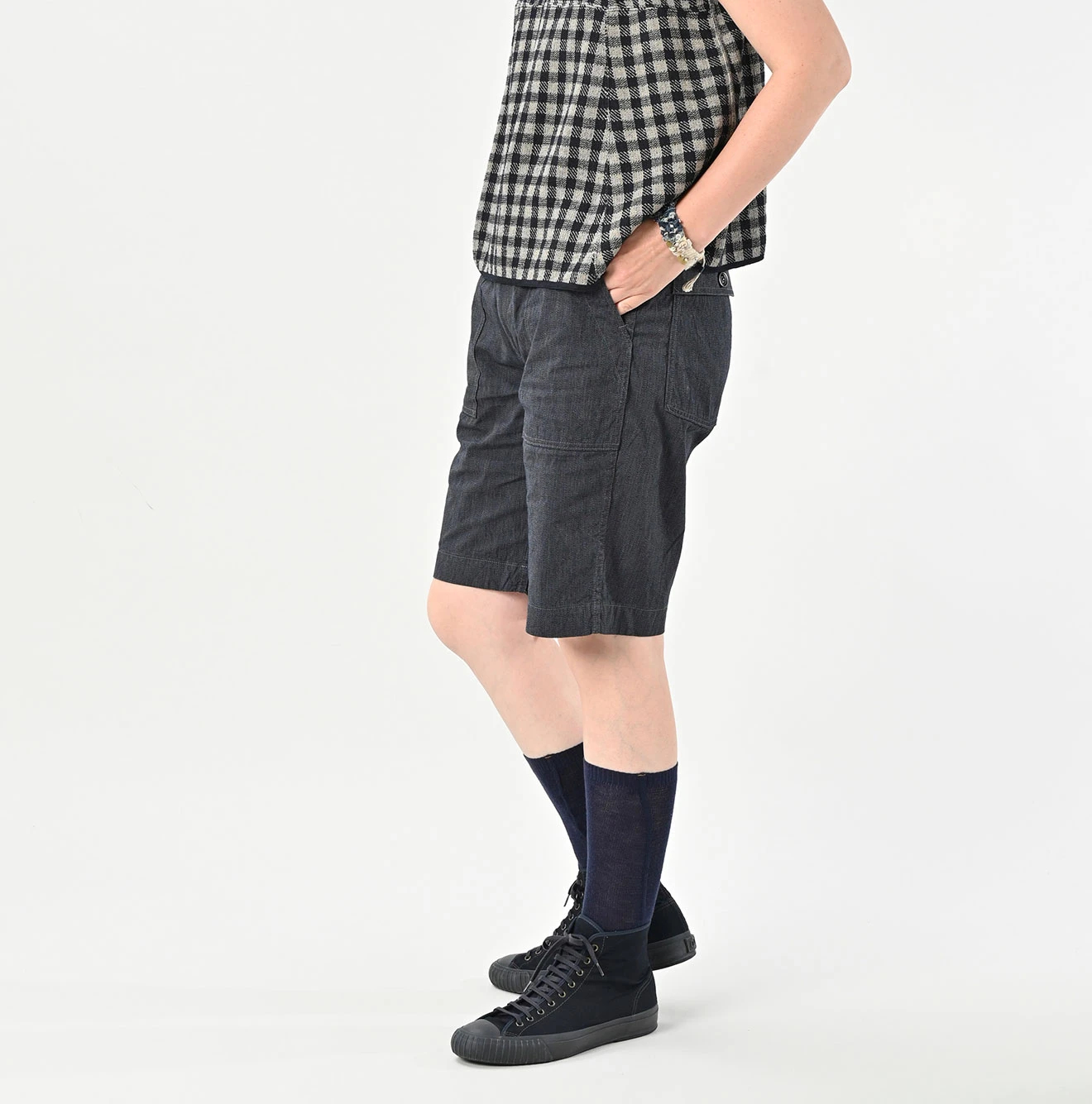 45R(フォーティファイブアール) |撚杢平の908ベイカーショートパンツ（インディゴ）