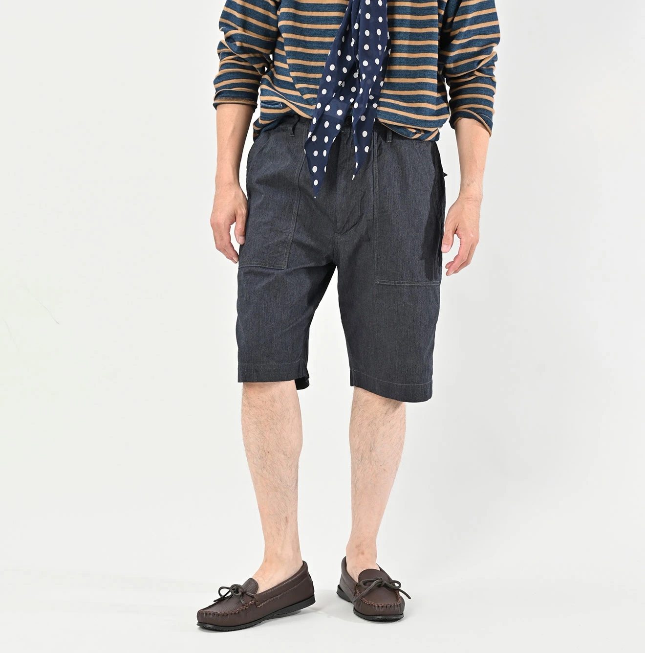 45R(フォーティファイブアール) |撚杢平の908ベイカーショートパンツ（インディゴ）