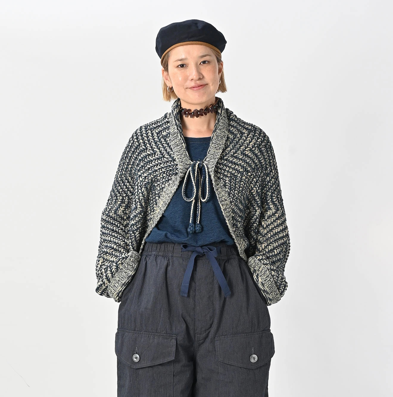 45R(フォーティファイブアール) |ハンドニットのボレロ（インディゴ）