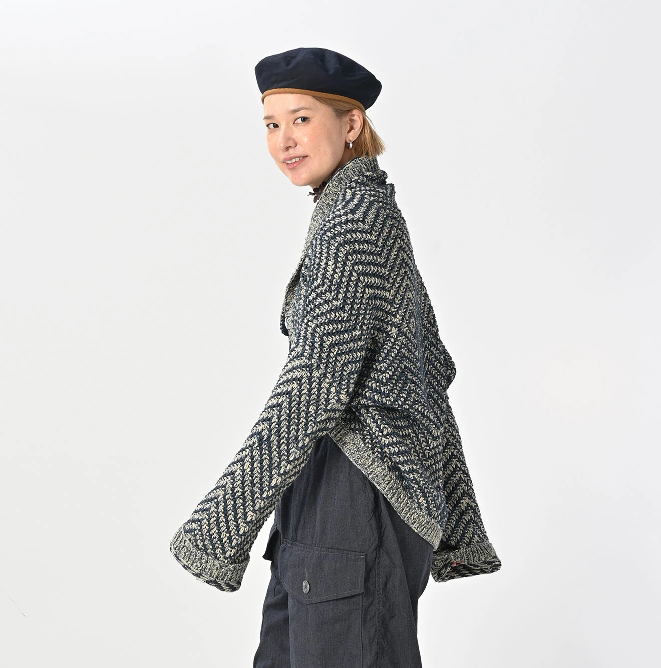 45R(フォーティファイブアール) |ハンドニットのボレロ（インディゴ）