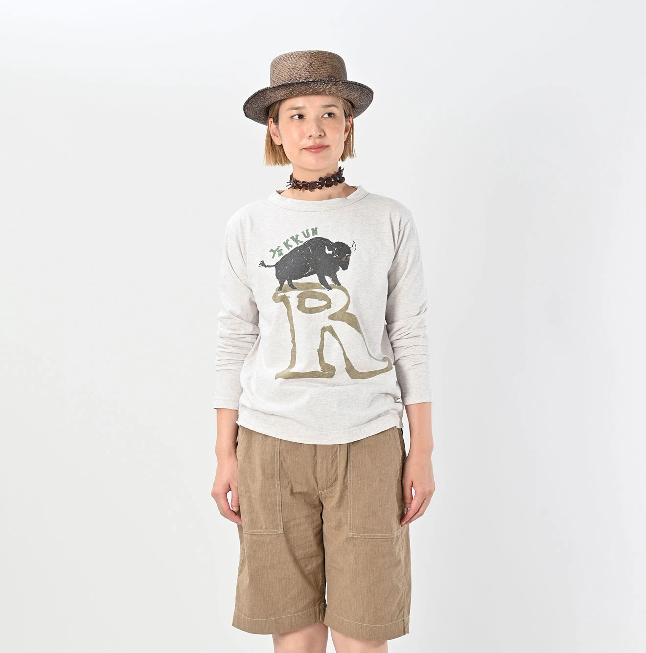 45R(フォーティファイブアール) |ヤックんべタッチプリントの908Tシャツ（トップ）