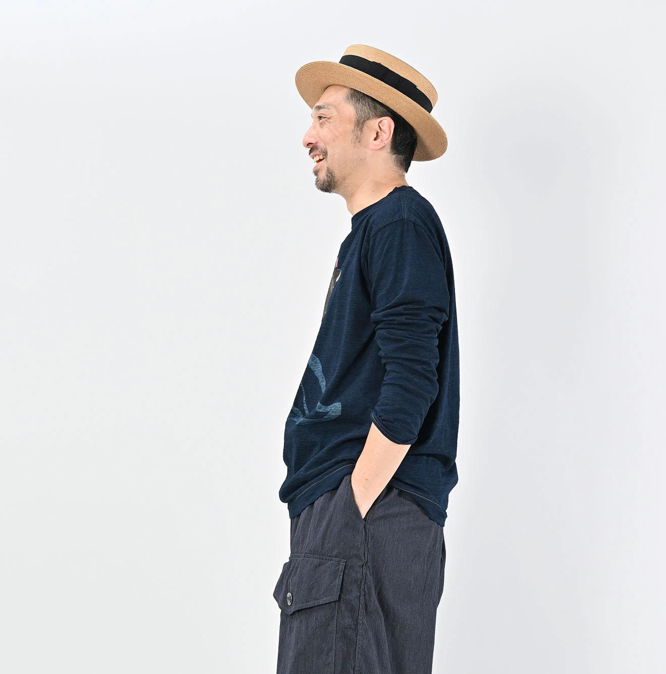 45R(フォーティファイブアール) |ヤックんべタッチプリントの908Tシャツ（インディゴ）