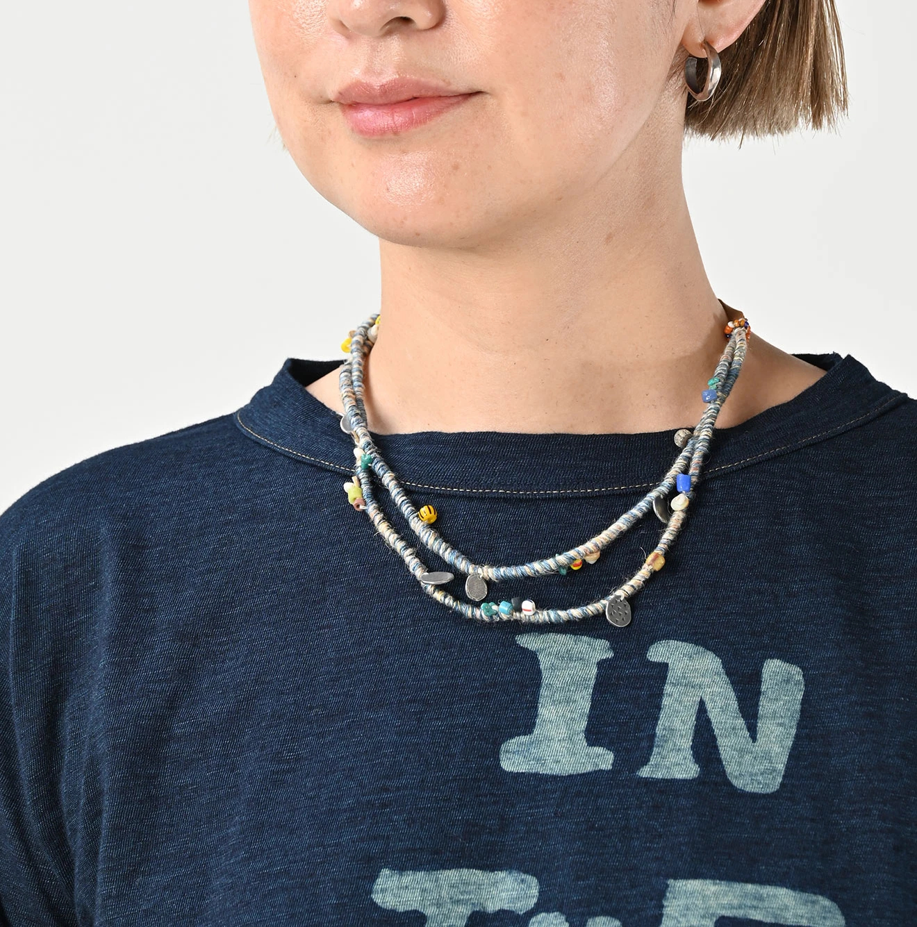 45R(フォーティファイブアール) |IN THE RAWベタッチプリントの908Tシャツ（インディゴ）