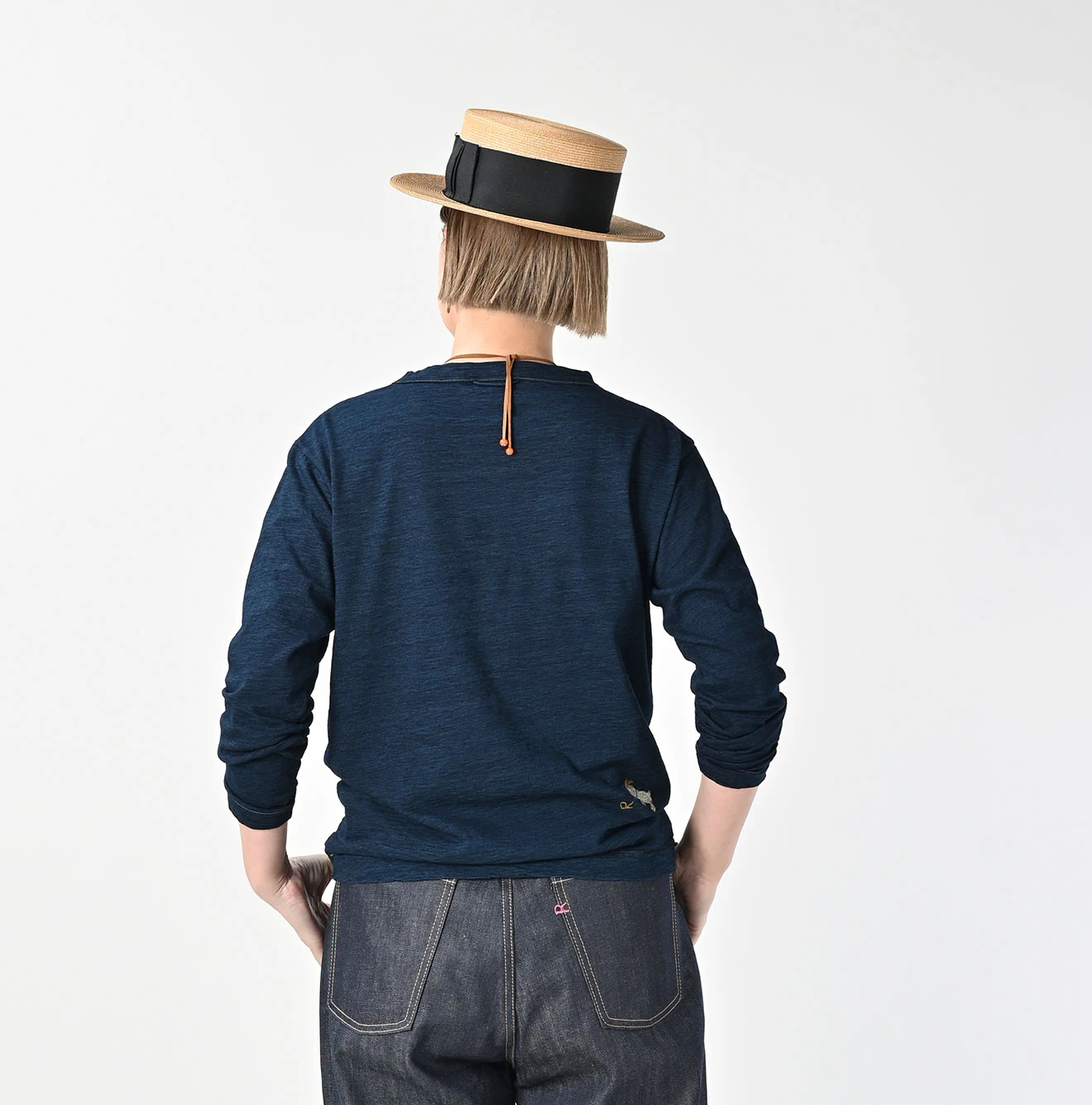 45R(フォーティファイブアール) |ゴートンくん刺繍の908Tシャツ（インディゴ）