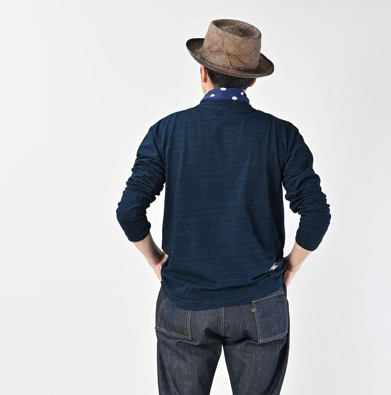 45R(フォーティファイブアール) |ゴートンくん刺繍の908Tシャツ（インディゴ）