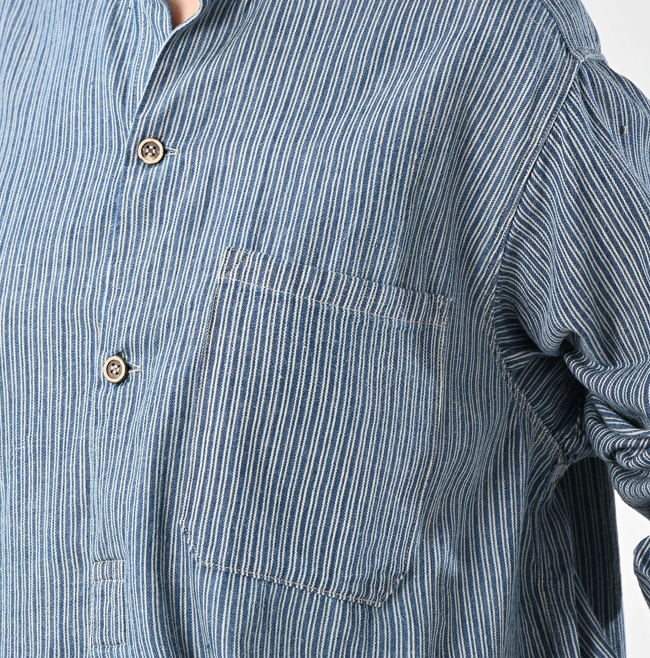 45R(フォーティファイブアール) |インドカディシャツデニムの908スタンドグランパプルシャツ