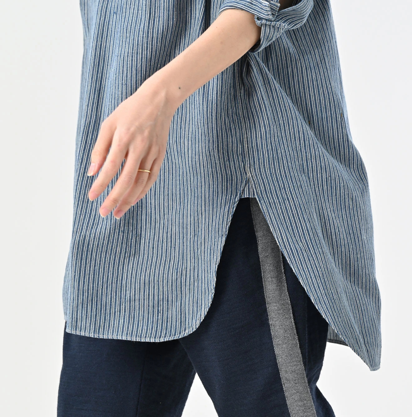 45R(フォーティファイブアール) |インドカディシャツデニムの908スタンドグランパプルシャツ