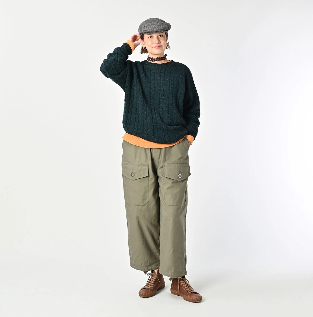 45R(フォーティファイブアール) |シェットランドケーブル縮絨の908ラグランセーター