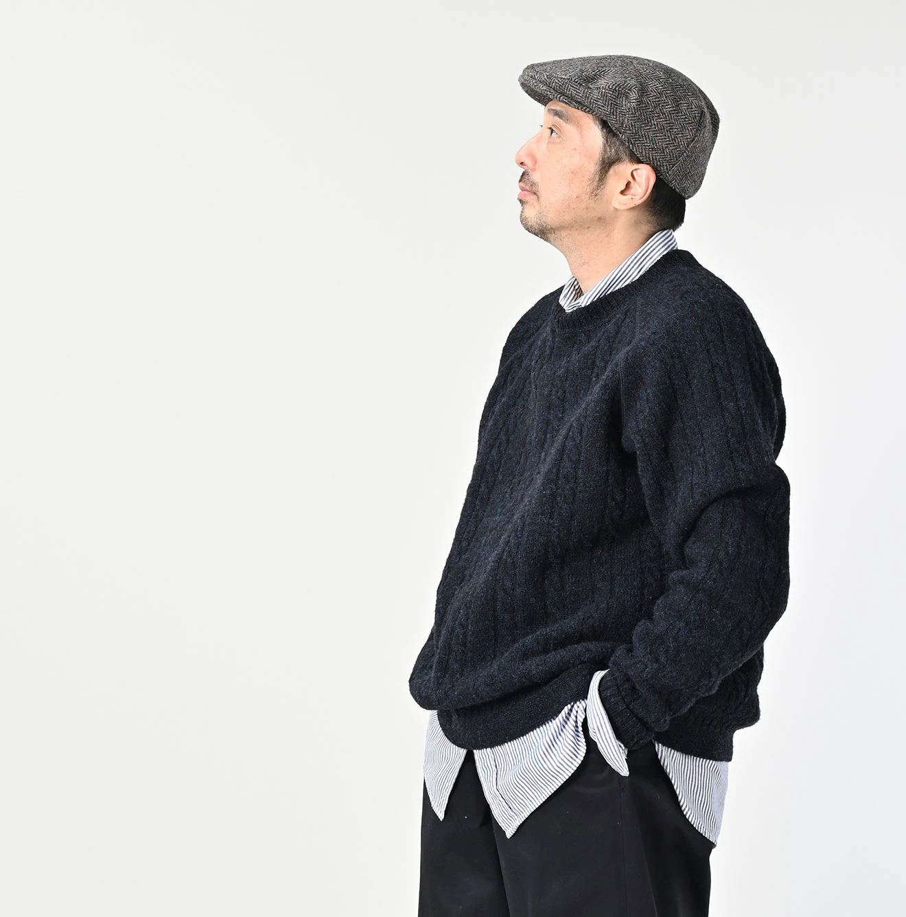 45R(フォーティファイブアール) |シェットランドケーブル縮絨の908ラグランセーター