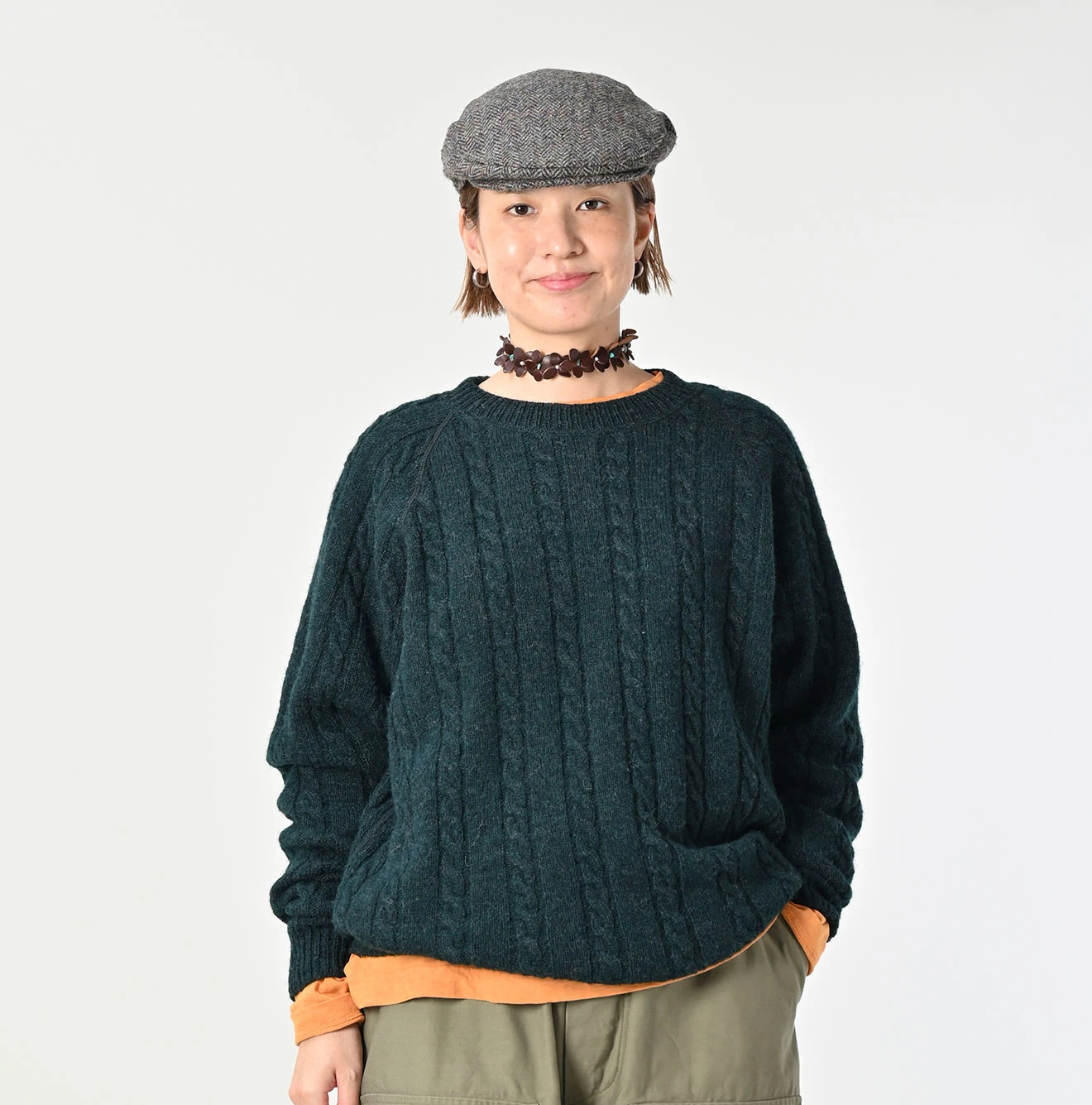 45R(フォーティファイブアール) |シェットランドケーブル縮絨の908ラグランセーター