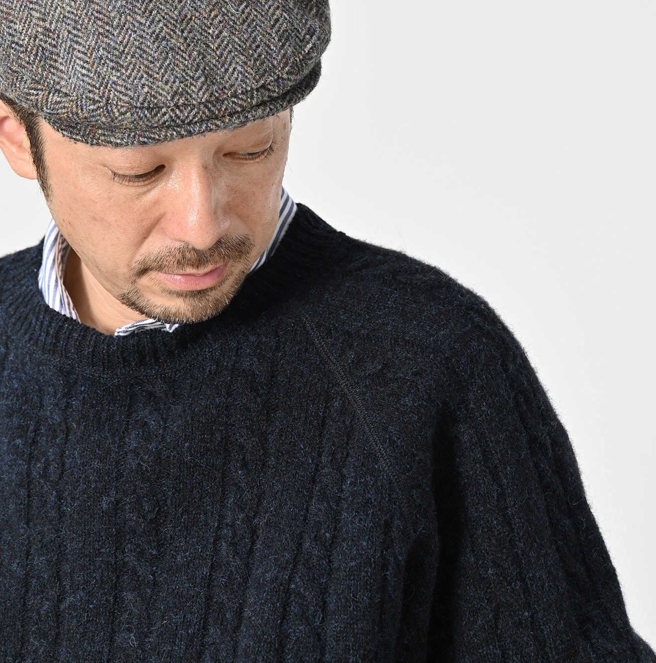 45R(フォーティファイブアール) |シェットランドケーブル縮絨の908ラグランセーター