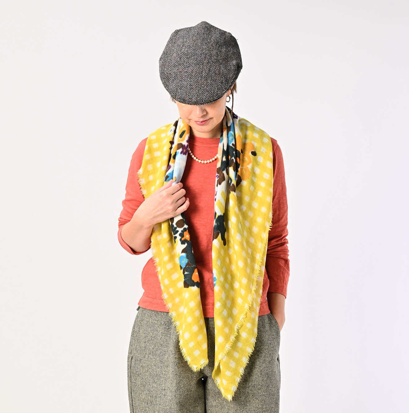 45R(フォーティファイブアール) |フロート綾のギンガムチェックフラワー風呂敷