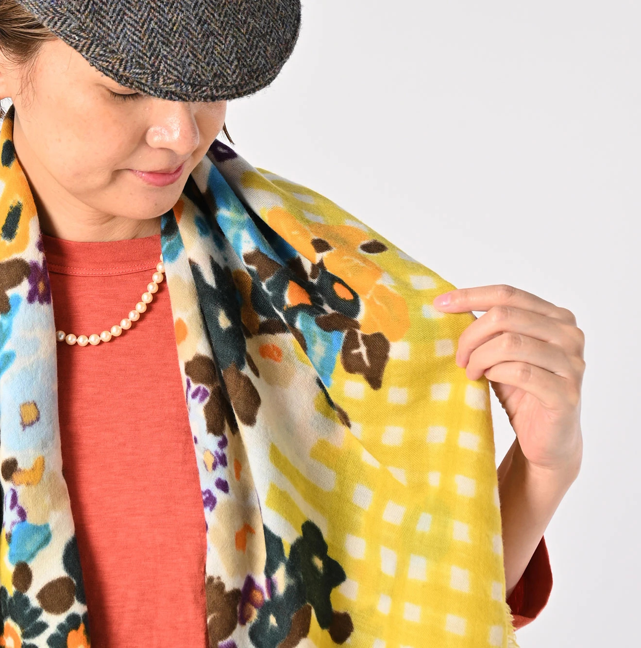 45R(フォーティファイブアール) |フロート綾のギンガムチェックフラワー風呂敷