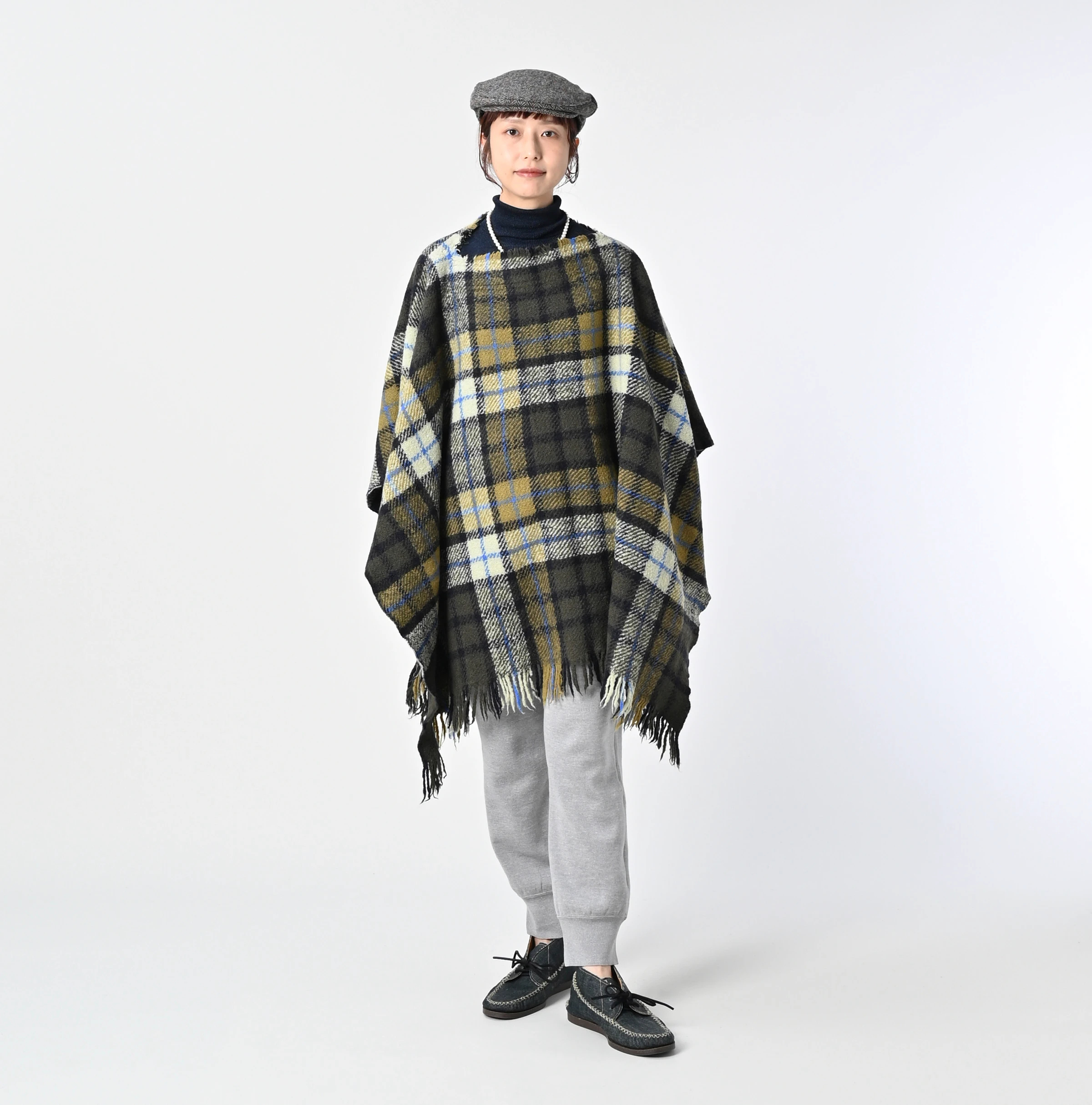 45R(フォーティファイブアール) |インドメリノカシミヤのチェックポンチョ