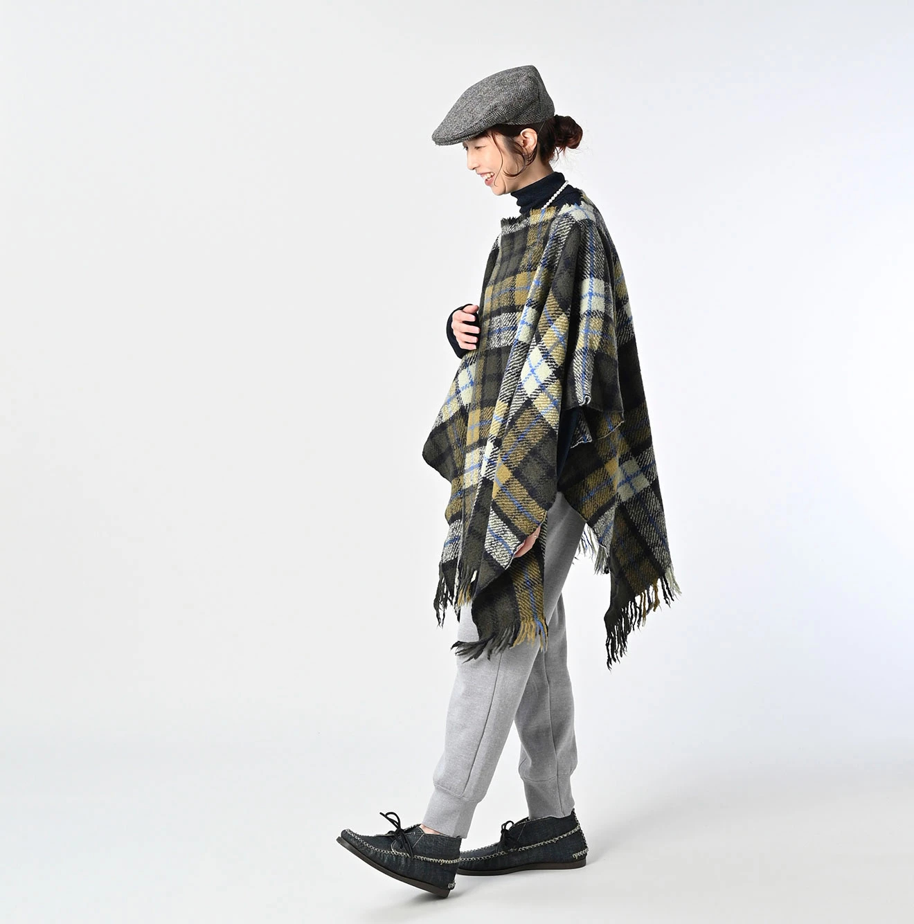 45R(フォーティファイブアール) |インドメリノカシミヤのチェックポンチョ