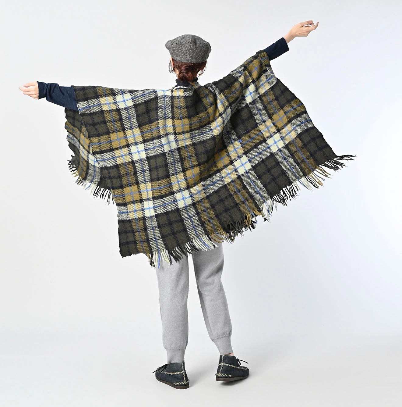 45R(フォーティファイブアール) |インドメリノカシミヤのチェックポンチョ