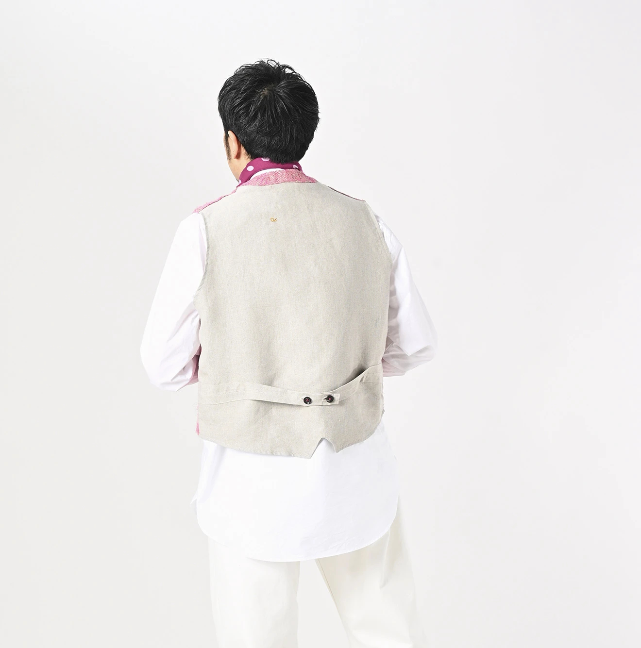 45R/45rpm 7063068 ホワイトツイードVEST  定価42900円 サイズ2 ベスト フォーティーファイブアールピーエム 45R（フォーティファイブアール）| インドリネンシルクツイードの