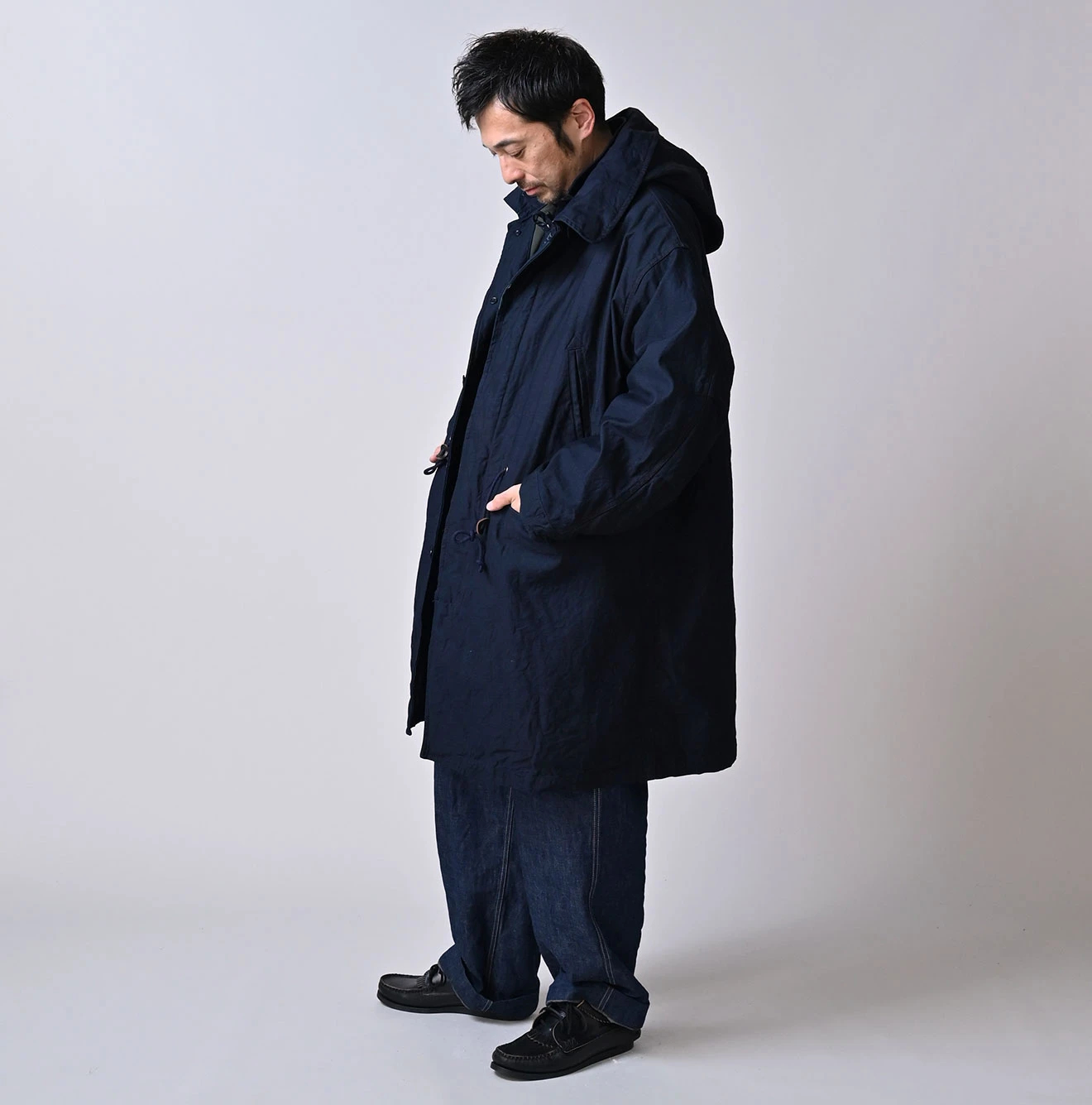 45R(フォーティファイブアール) |バックサテン×ナイロン裏毛の908カナディアンモッズコート（インディゴ）