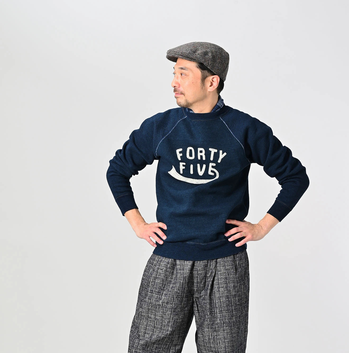 45Rインディゴ裏毛スウェット 45R（フォーティファイブアール） 【定価2.7万】45R *裏毛の17色四角