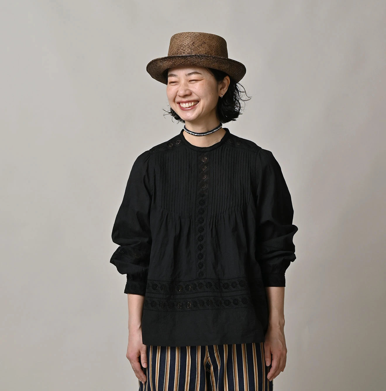 5600【美品】45R カットワークのカットソー 長袖 45R（フォーティファイブアール）| スーピマバチストのカットワーク