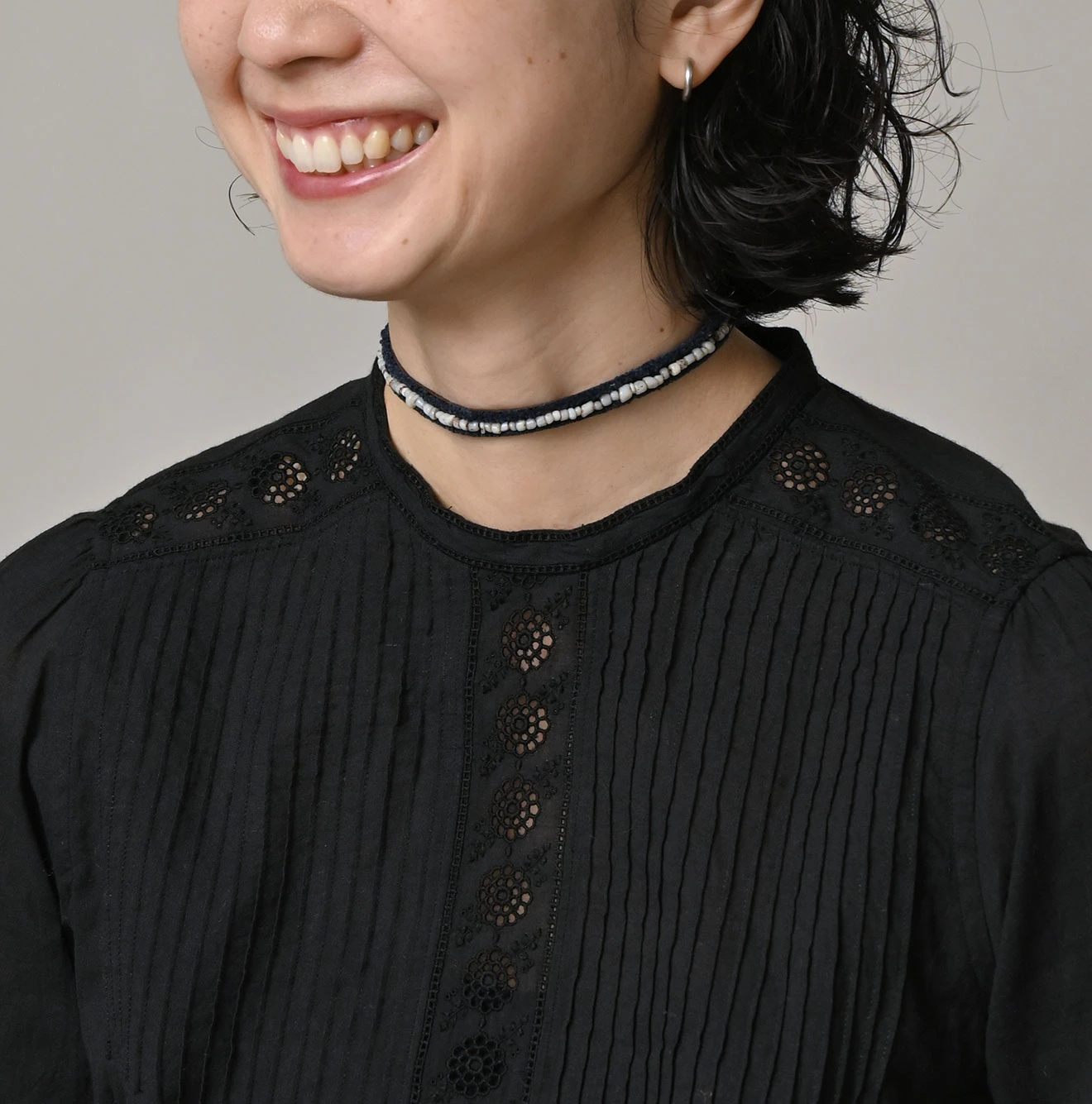 5600【美品】45R カットワークのカットソー 長袖 45R（フォーティファイブアール）| スーピマバチストのカットワーク