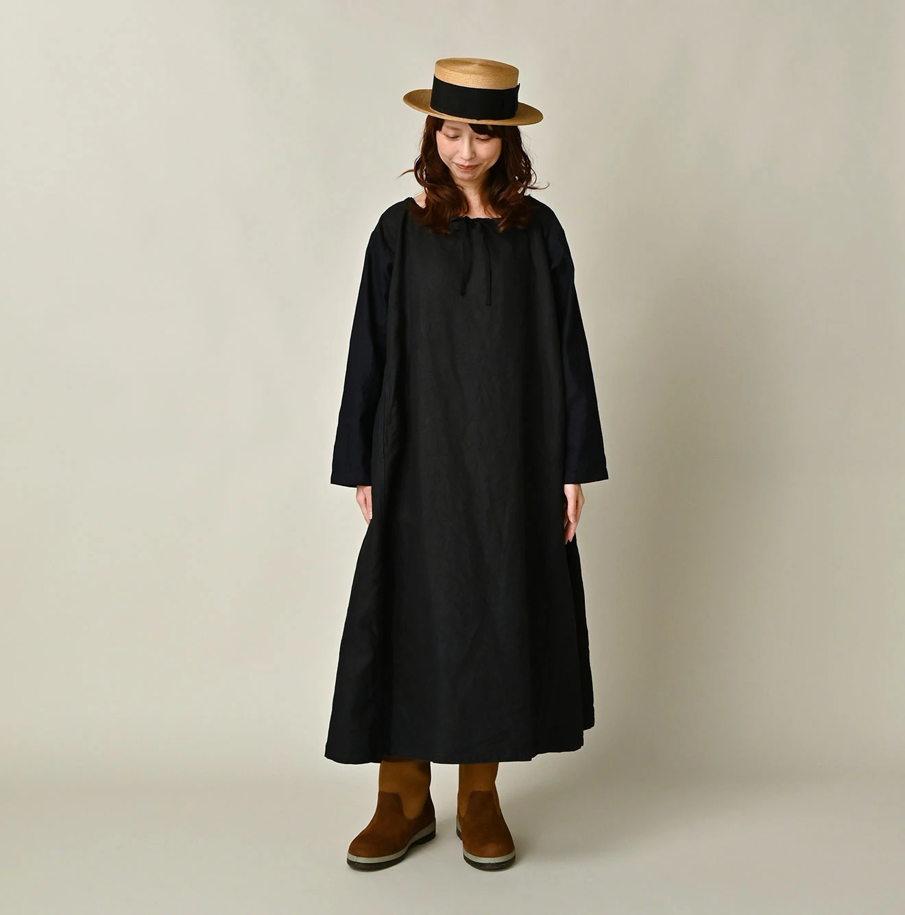 45R(フォーティファイブアール) |リネンクロスのサックドレス（インディゴ）