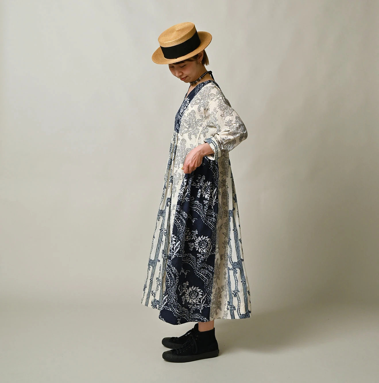 45R(フォーティファイブアール) |インドカディブロックプリントのパッチワークドレス