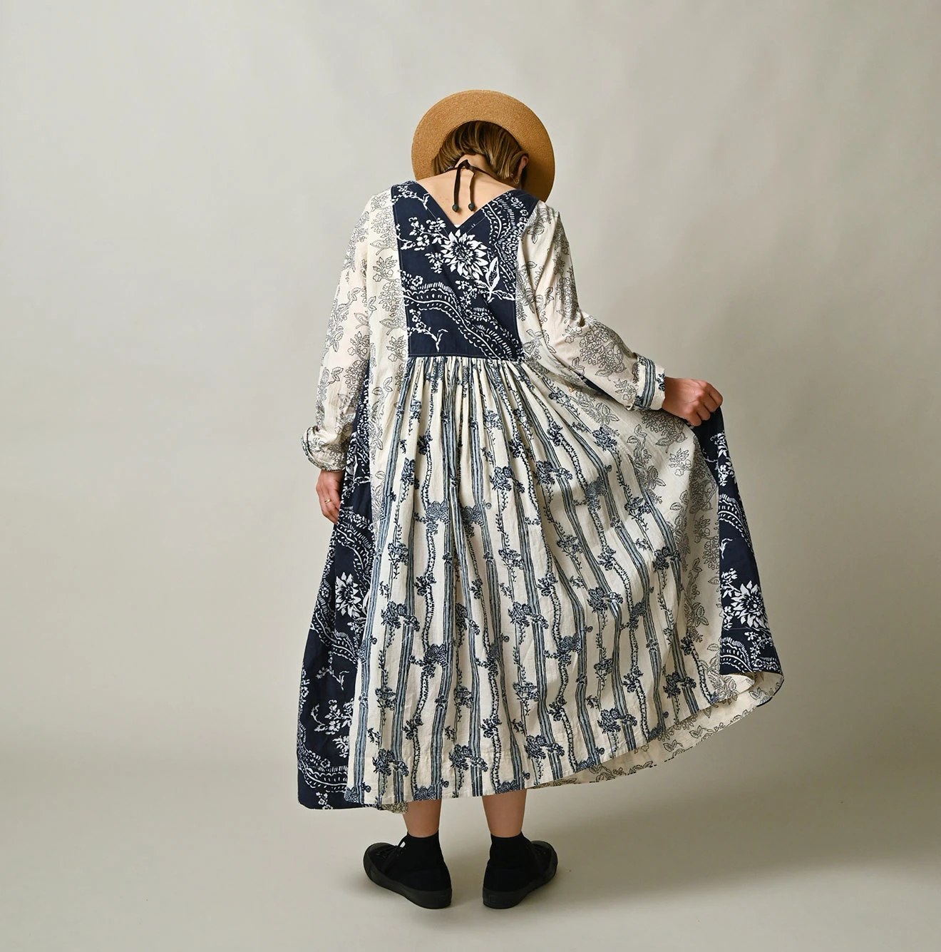 45R(フォーティファイブアール) |インドカディブロックプリントのパッチワークドレス