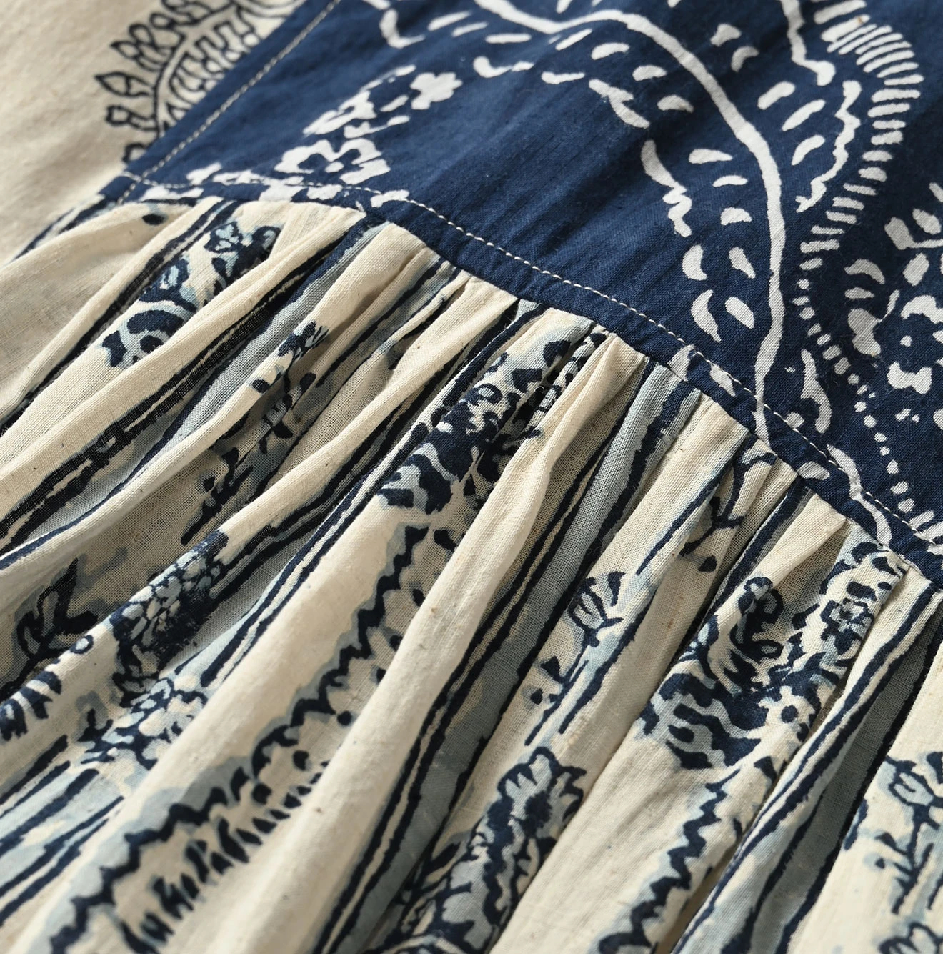 45R(フォーティファイブアール) |インドカディブロックプリントのパッチワークドレス