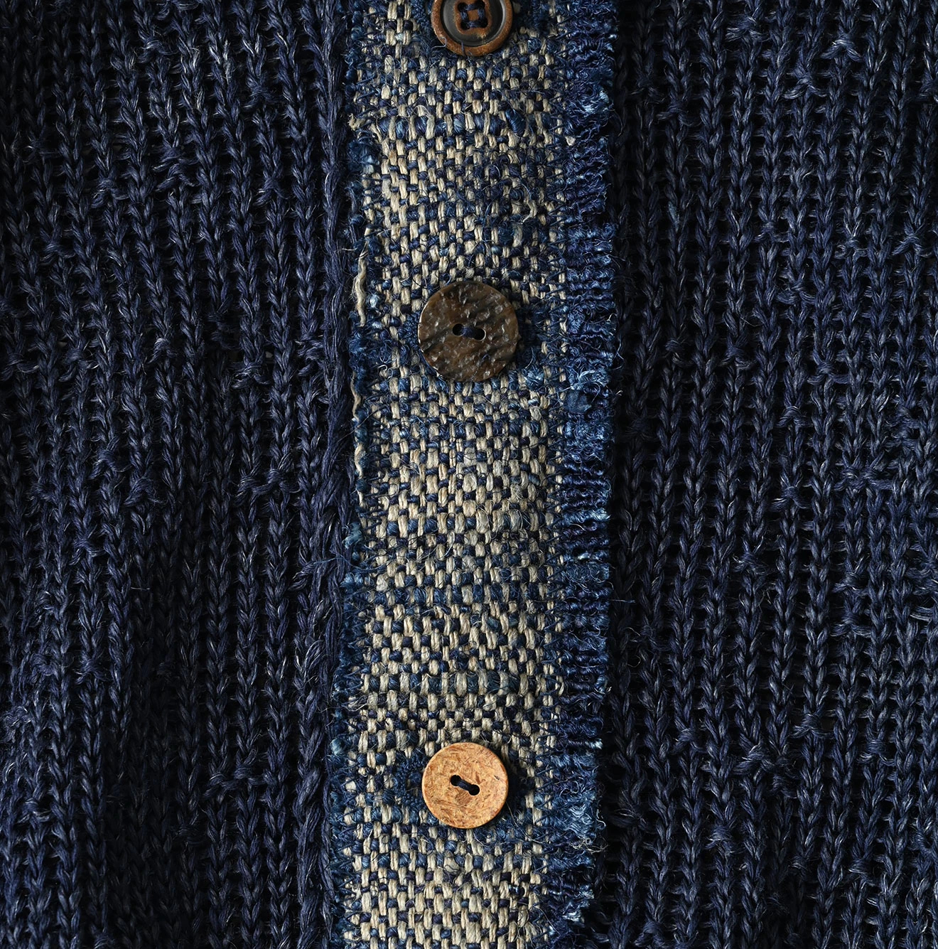 45R(フォーティファイブアール) |リネンギマのパッチワークロングカーディガン